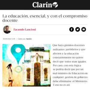 Facundo Lancioni Kaprow_Clarin. Educacion Esencial con los sindicatos adentro